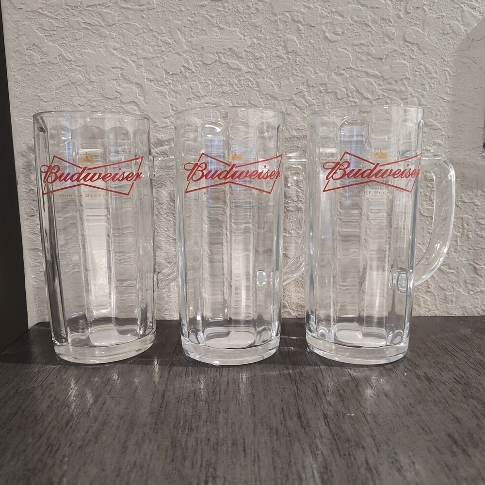 Vintage Budweiser Beer Glasses Set Of 3 Red Bow‎ Tie Logo 1970's